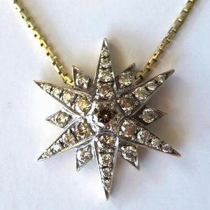 H. Stern 18K Gold Diamond Star Pendant With Yellow Gold Chain Necklace